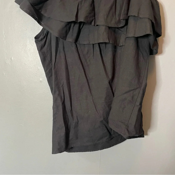 Old navy black linen one shoulder ruffle top size small - Picture 7 of 10